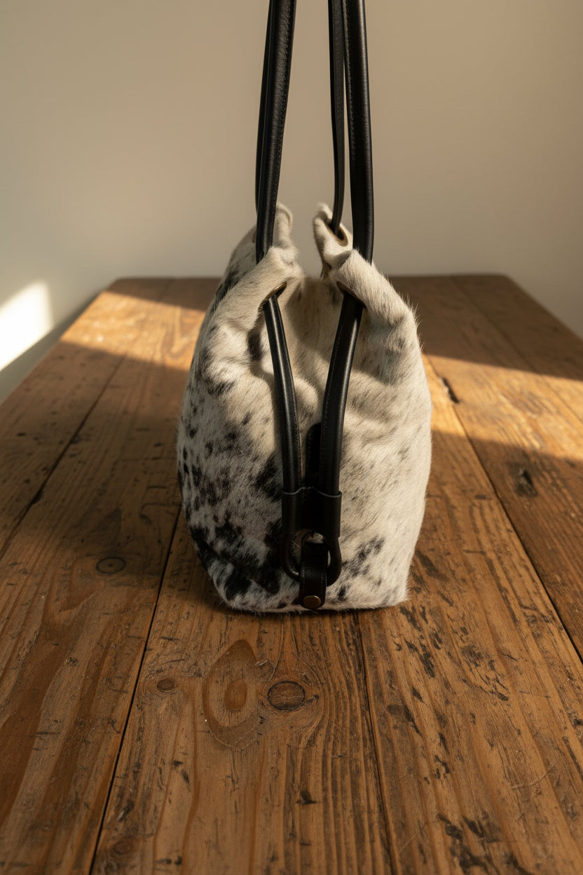 Camden Bucket bag - Black & White Hair On