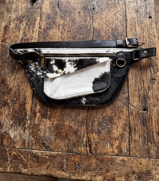 Bandera Bandolier Bag - Hair On Black & White