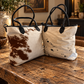 Wellington Tote - Brown & White Cowhide