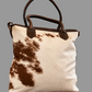 Wellington Tote - Brown & White Cowhide