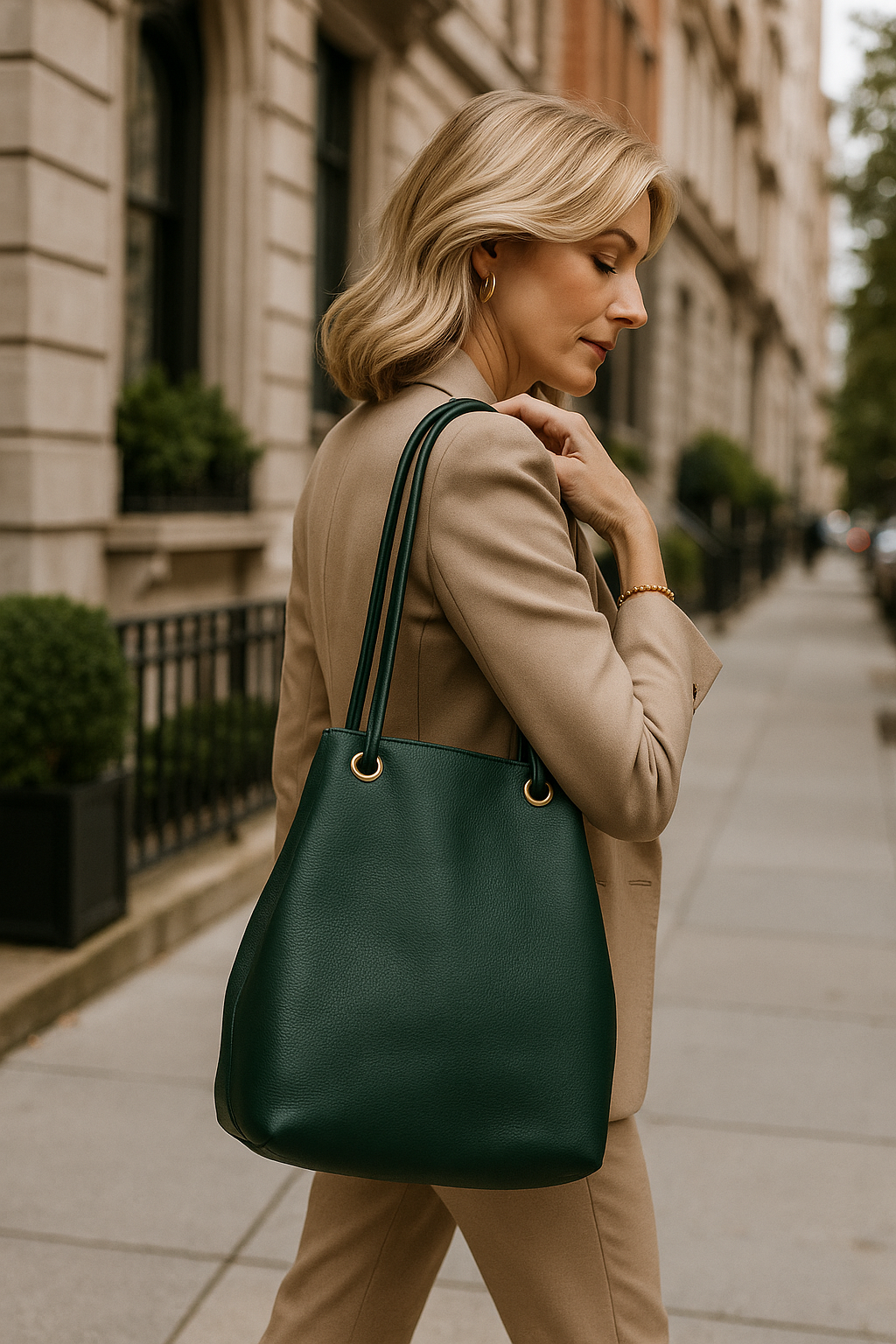 camden bucket bag in hunter green