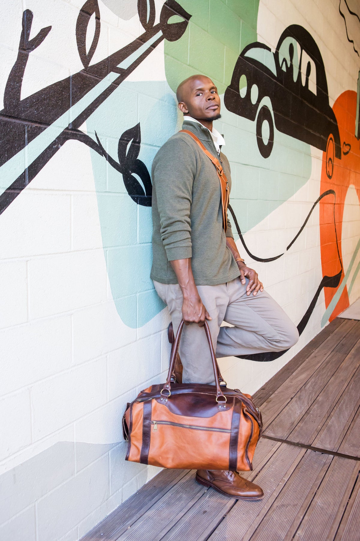 Aiken Weekender Bag - Chocolate & Cognac
