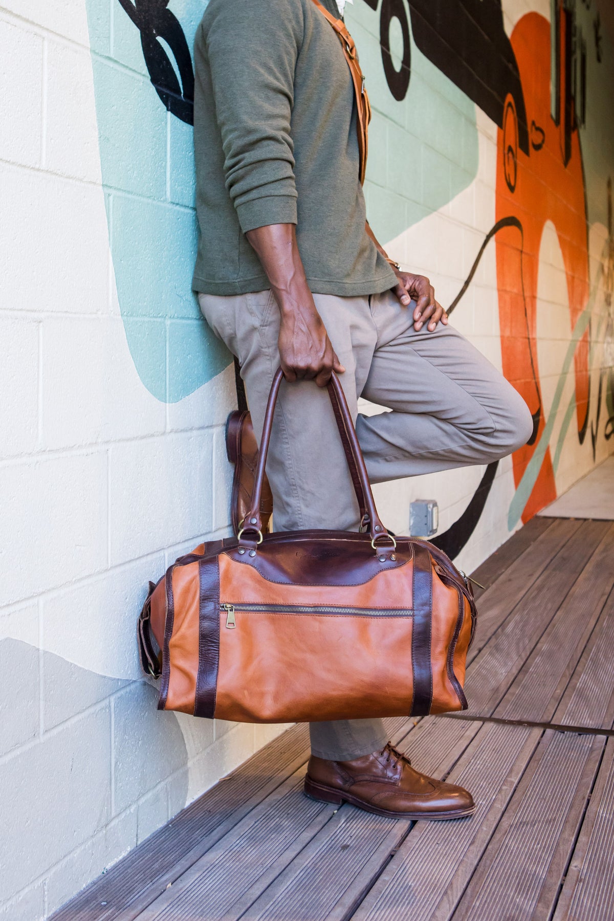 Aiken Weekender Bag - Chocolate & Cognac