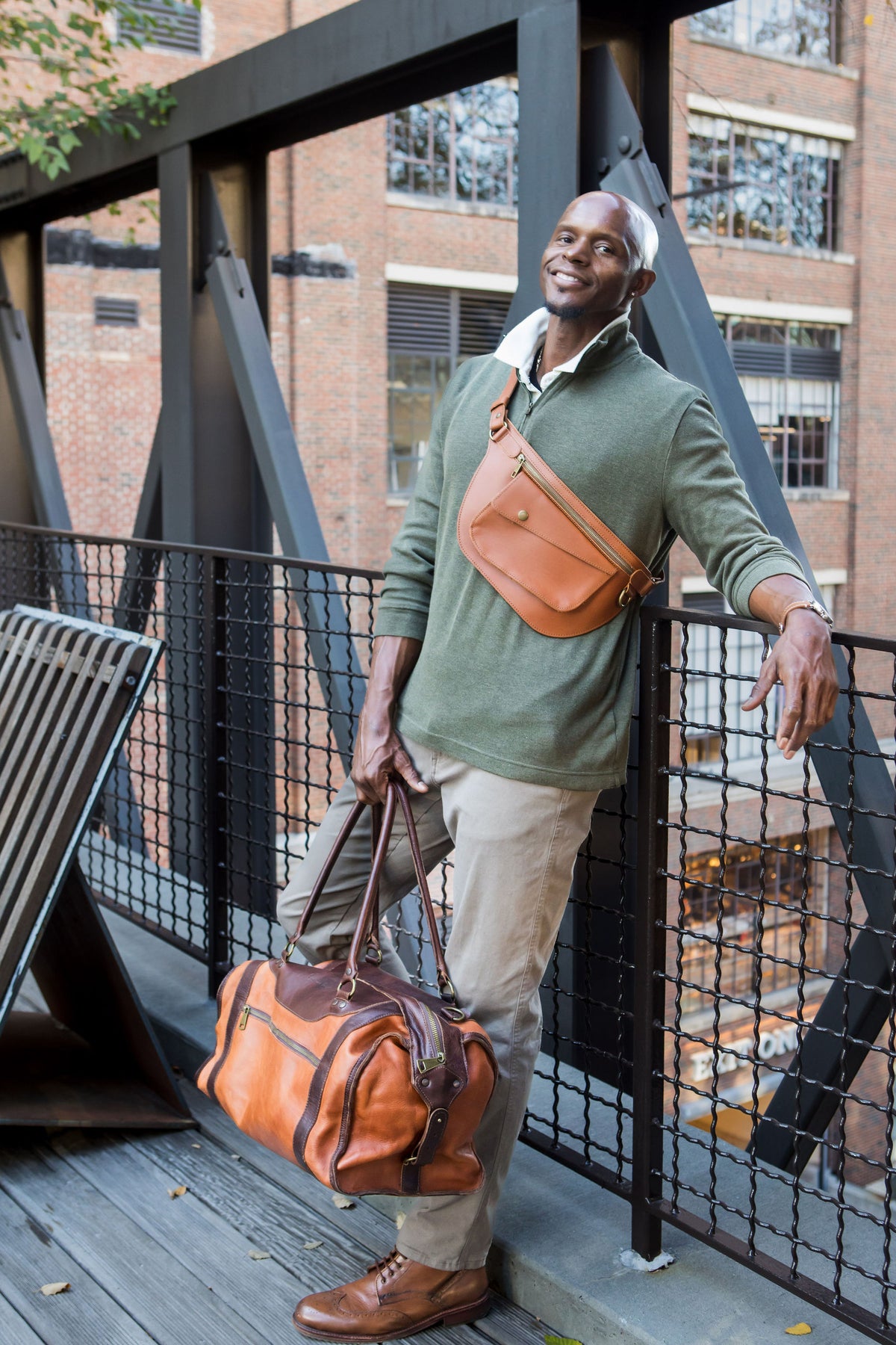 Aiken Weekender Bag - Chocolate & Cognac