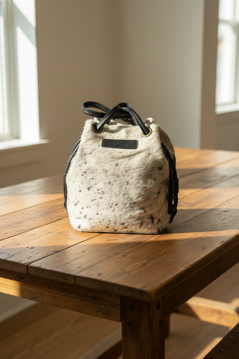 Camden Bucket bag - Black & White Hair On