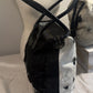 Petite Wellington Tote - Black & White cowhide