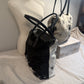 Petite Wellington Tote - Black & White cowhide