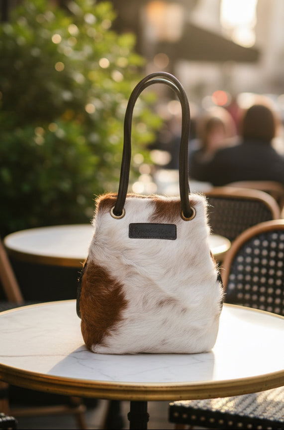 Camden Bucket bag - Brown & White Hair On