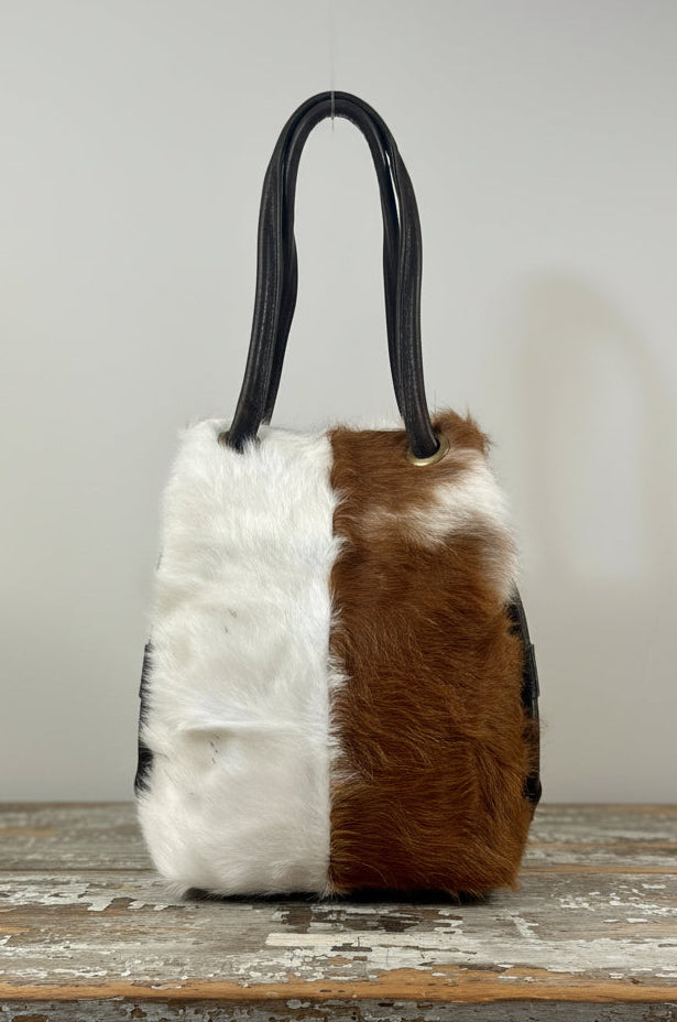 Camden Bucket bag - Brown & White Hair On