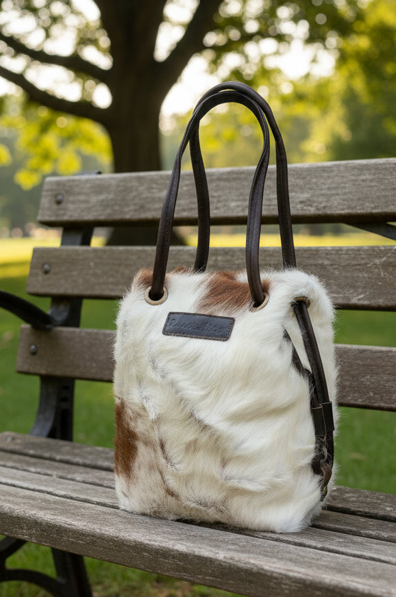 Camden Bucket bag - Brown & White Hair On