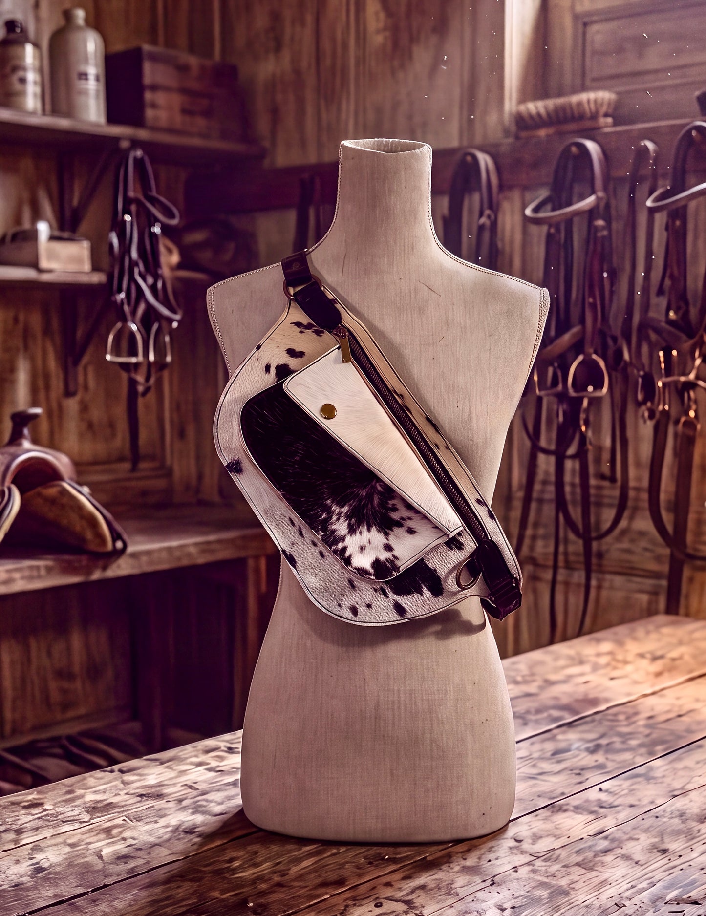 Bandera Bandolier Bag - Hair On Black & White